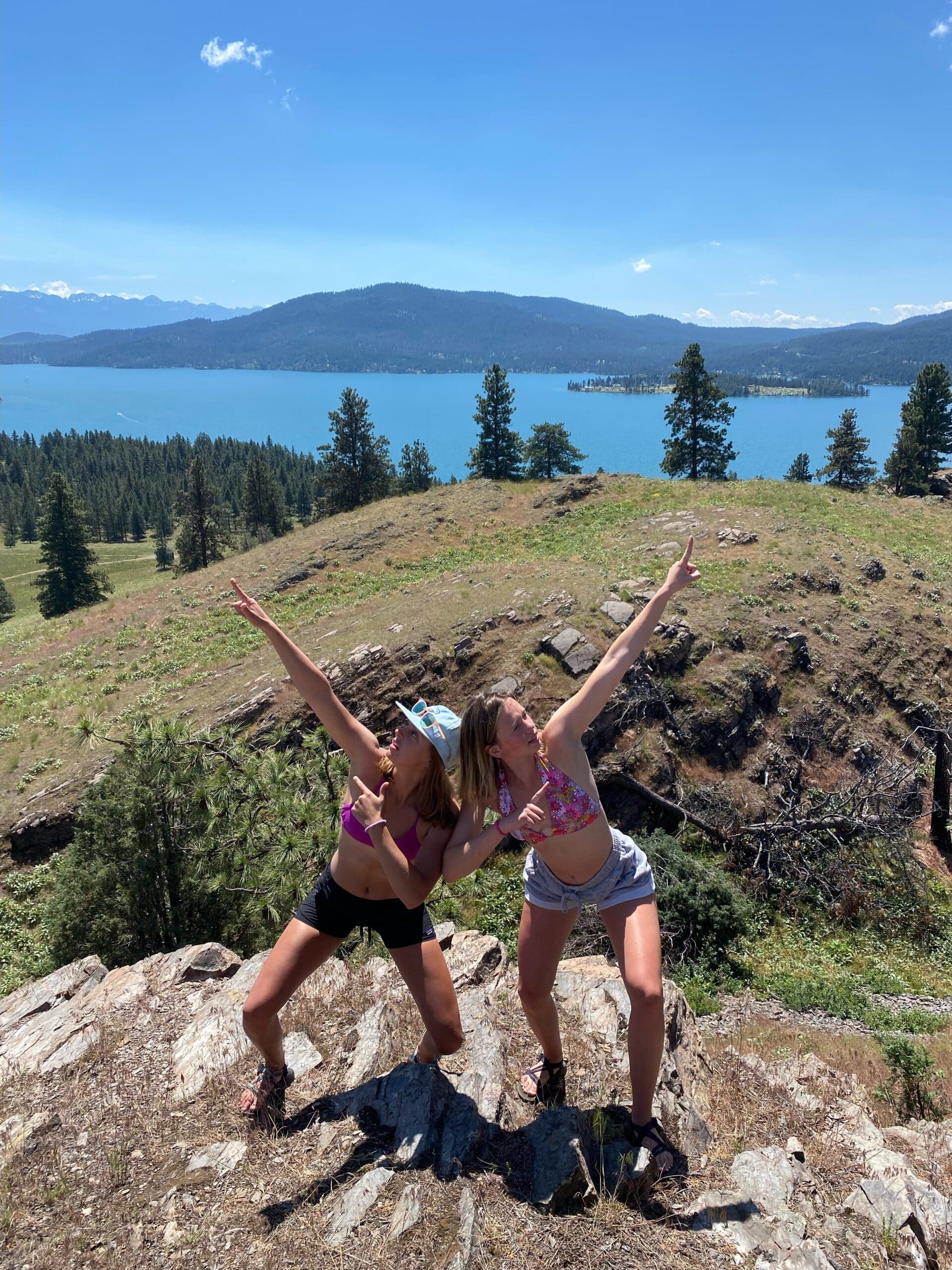 Girls have fun with Sea Me Paddle on Wild Horse Island on Flathead Lake