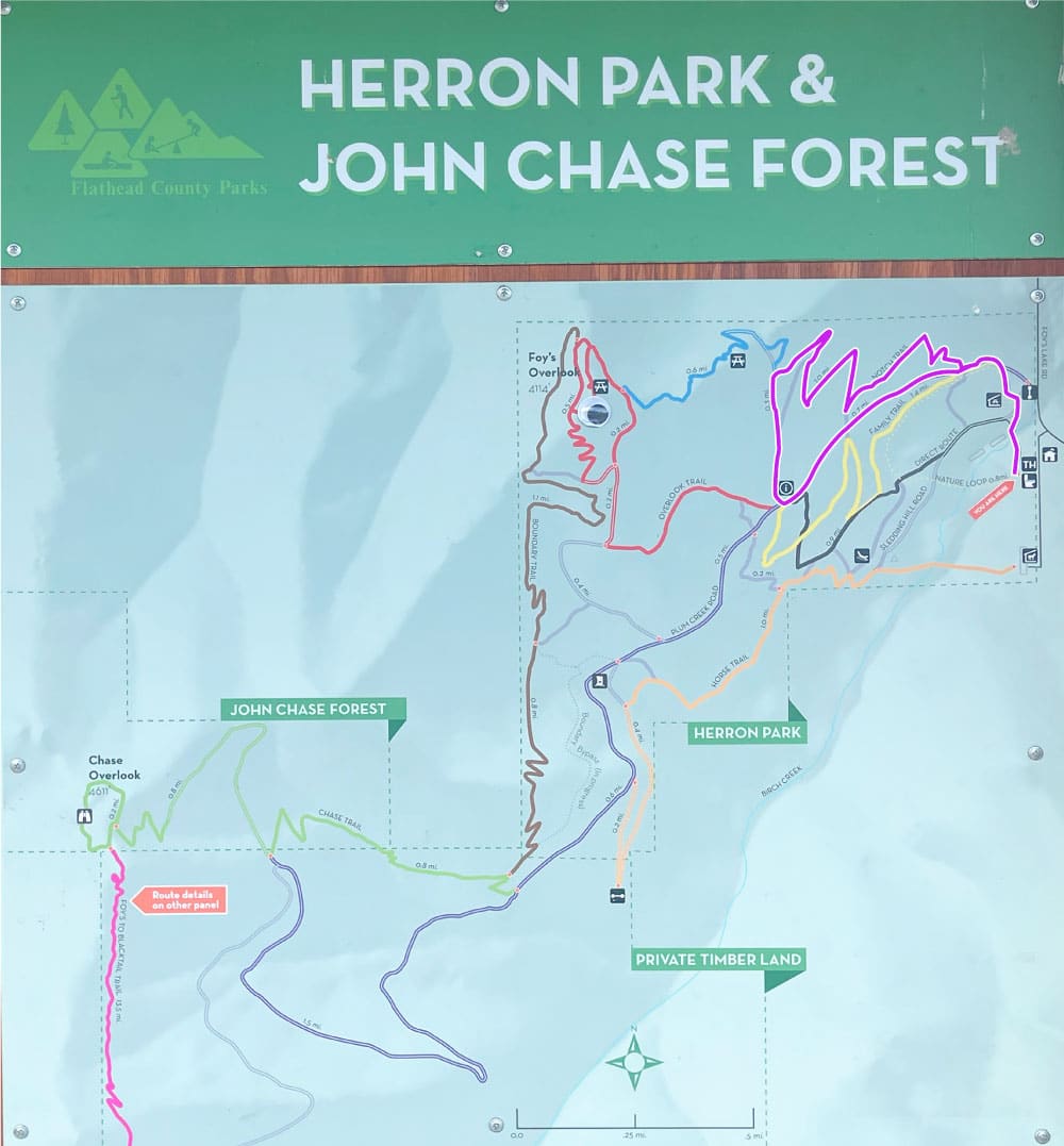 Map of Herron Park Trails, Purple Shows My Route