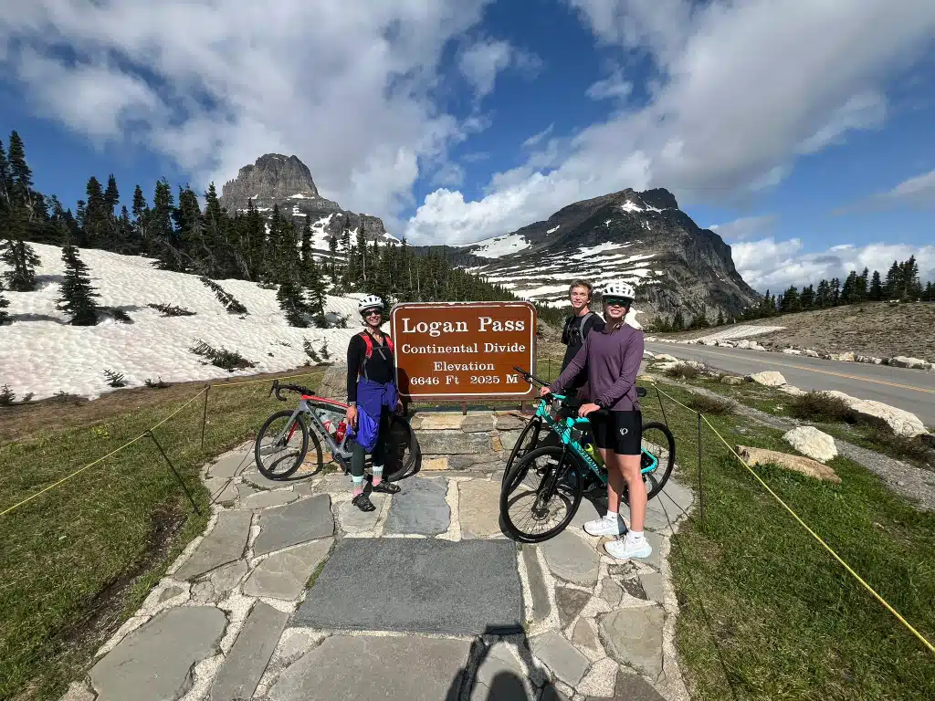 Logan pass stop while Biking Going-to-the-Sun Road in Glacier National Park