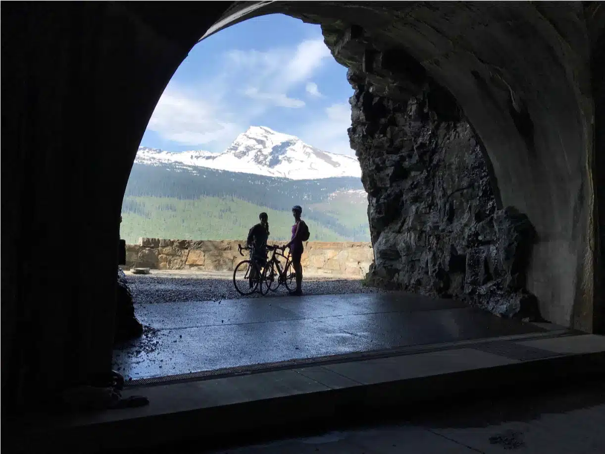 Tunnel on the West Side of Going-to-the-Sun road, view of Heavens Peak, Biking Going-to-the-Sun Road in Glacier National Park